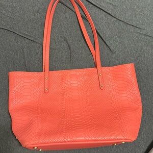 Gigi New York Coral Embossed Python Leather Mini Taylor Tote Bag